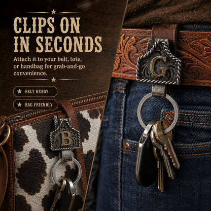 Handmade Cow Tag Belt Key Holder