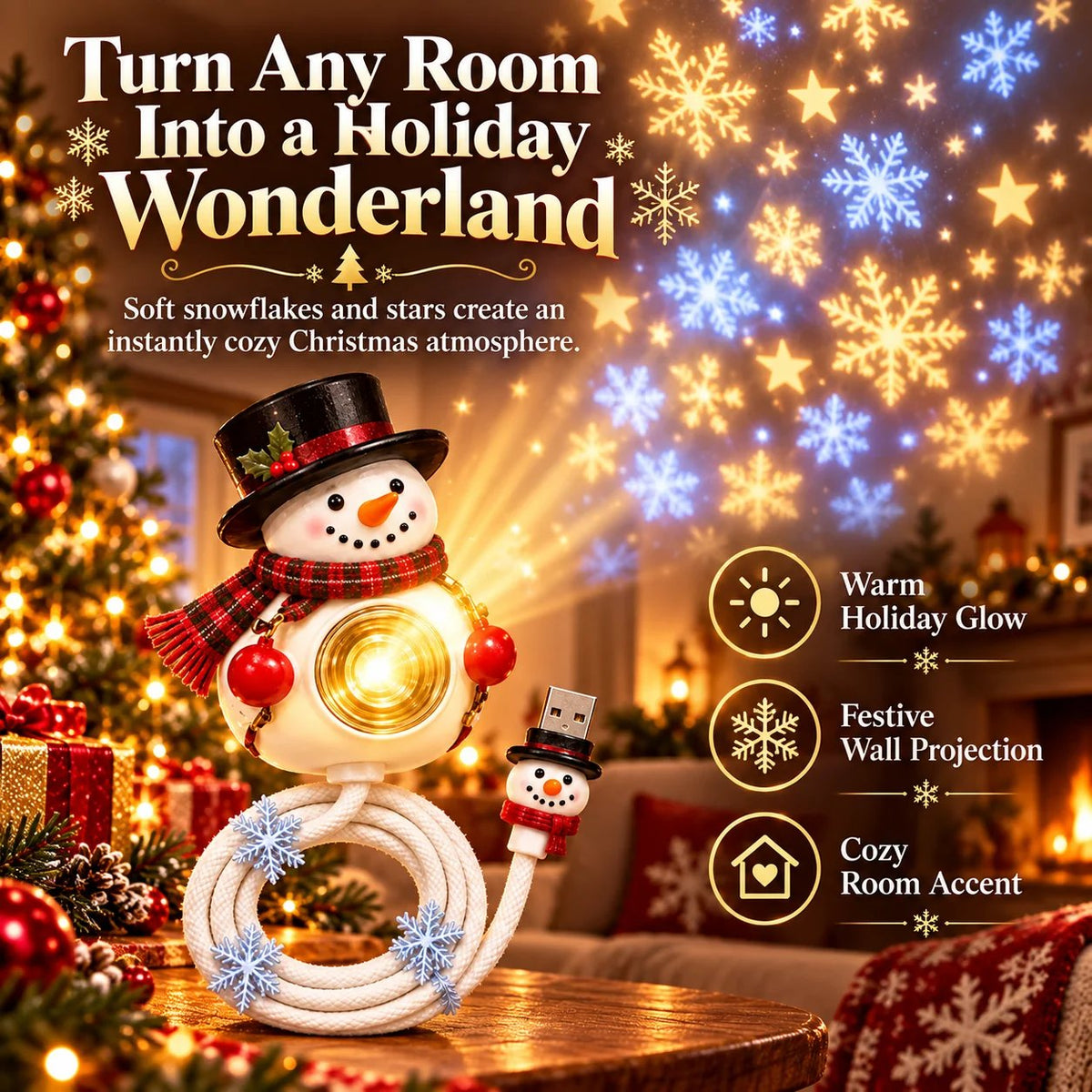 ⛄47% OFF🎄Bring Home Holiday Magic — Snowman Christmas Projector Light With Festive Glow🌙