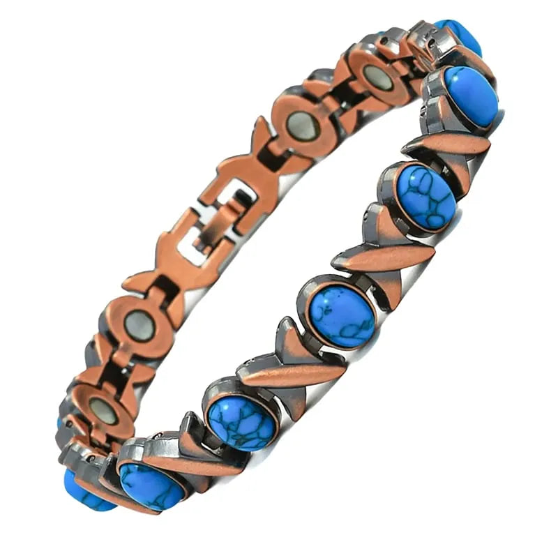 Retro Antique Copper Magnetic Gemstone Bracelet