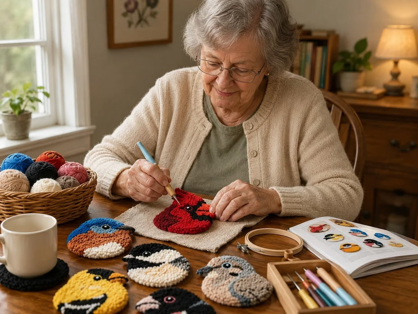 🧵Beginner-Friendly🐦DIY Bird Coasters Punch Needle Kit