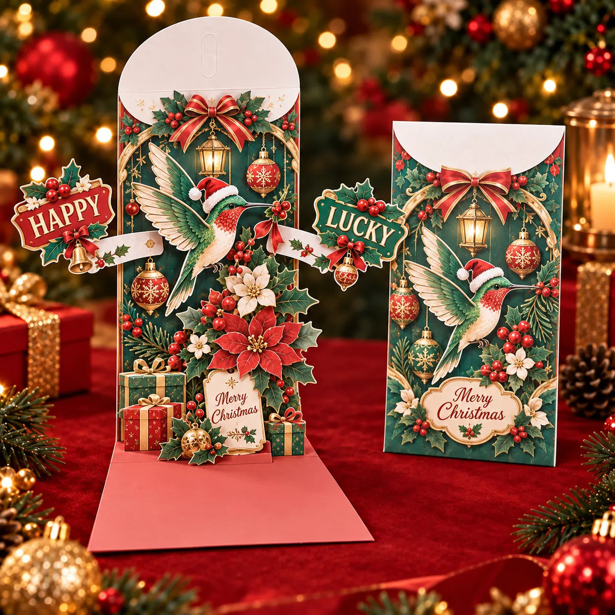 🎄Handmade 3D Christmas Money Card – Pop-Up Holiday Card with Cash Envelope & Message Space 💌✍💵