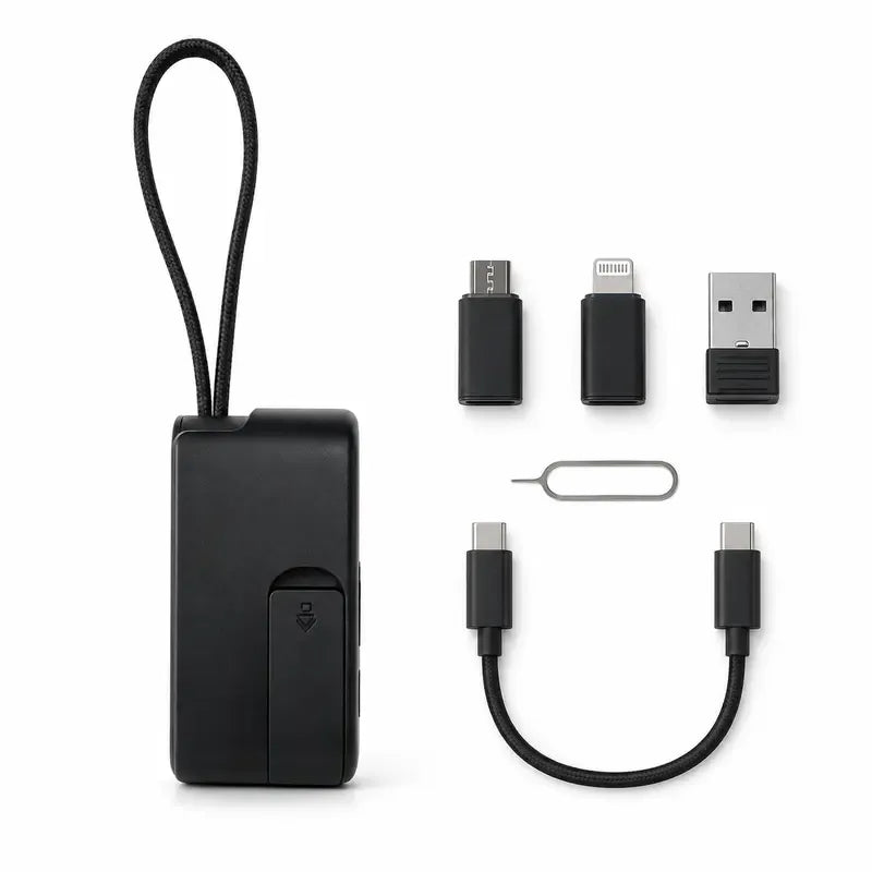 🧳 240W Pocket All-in-One Travel Tech Kit – USB-C Cable, Multi-Adapters, 480Mbps Data Sync, SIM/TF Storage & Phone Stand 🛫✨