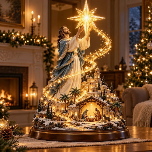 ⭐✨ Bethlehem Star of Hope – Jesus Holding the Guiding Star Illuminated Christmas Nativity Scene