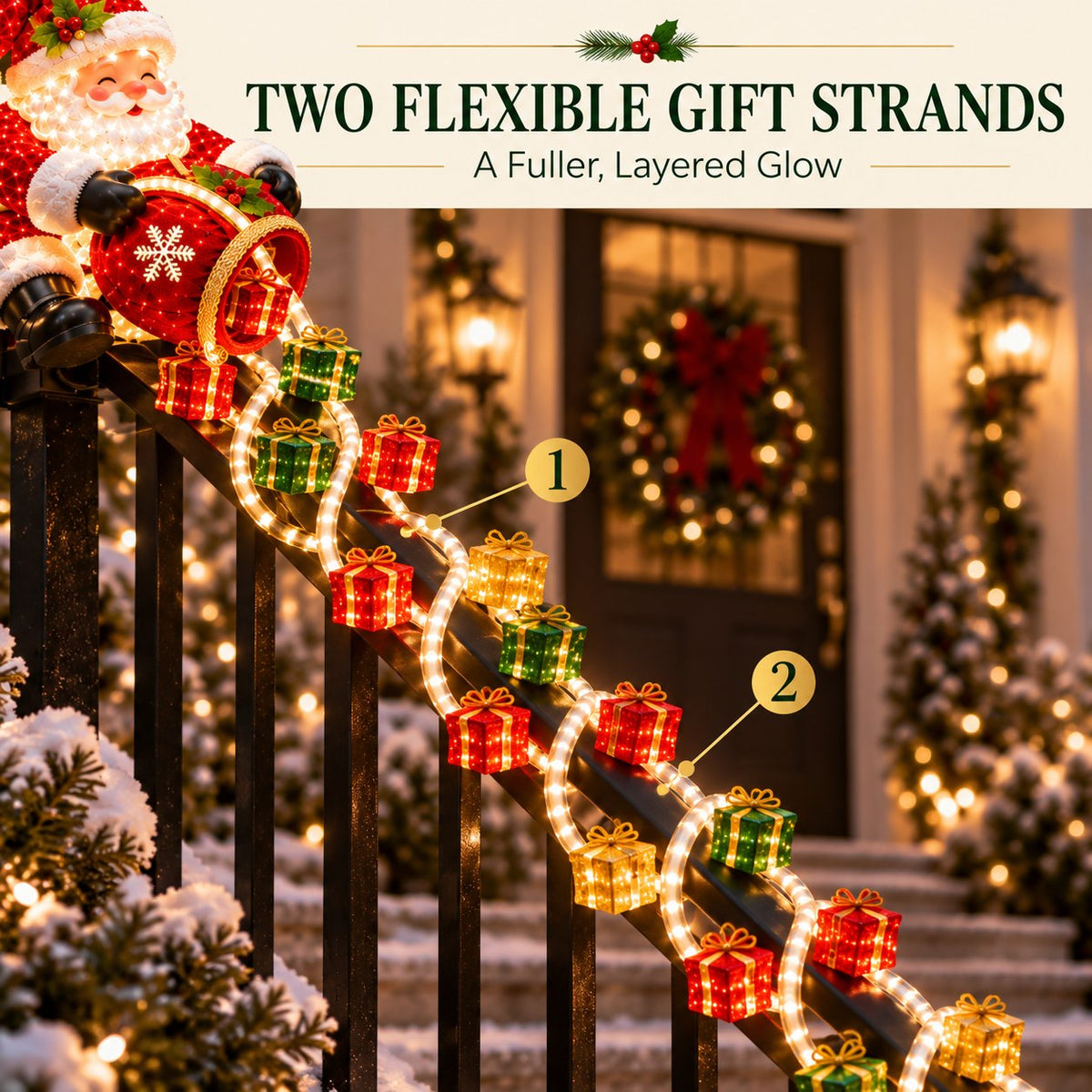 🔥Buy 2 Get 5% OFF🔥🎅 Santa Magic Gift Cascade Railing Light