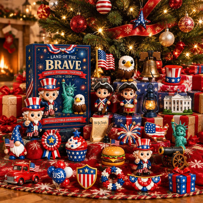 250th Anniversary Advent Calendar: Gift Box with 24 Patriotic-Themed Hanging Ornaments