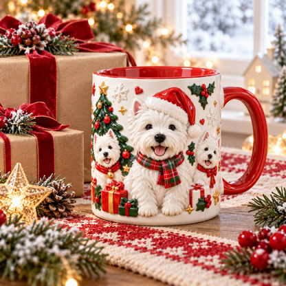 ☕ West Highland Terrier Christmas 3D Effect Printed Accent Mug