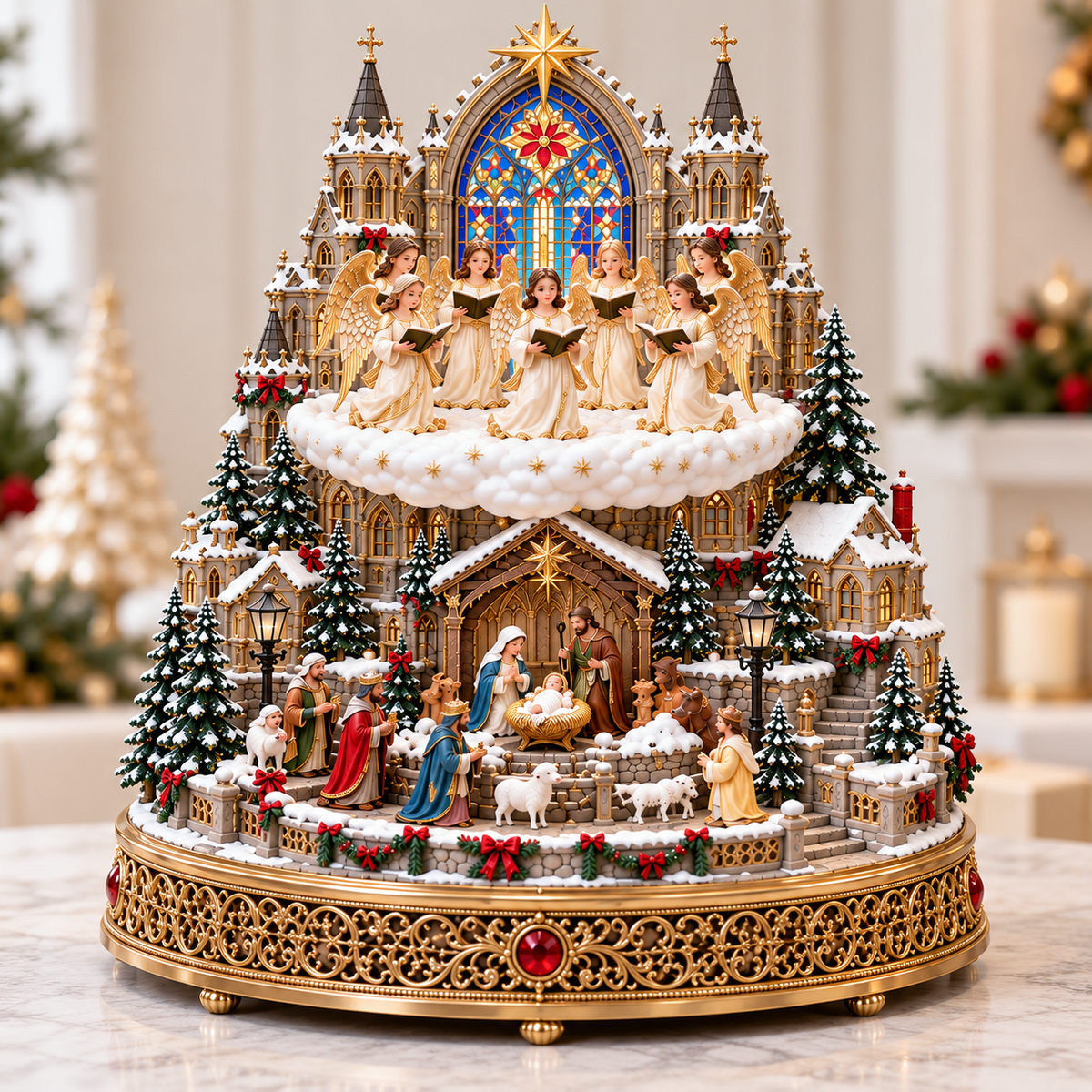 ✨ Heavenly Angel Choir | Lighted & Rotating Christmas Nativity Village