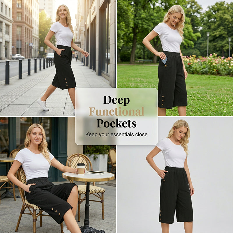 ✨ Women's Elastic Waist Capri Pants – Comfort Fit, Casual, Easy Pull-On 🌿