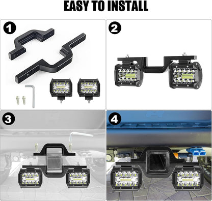 Dailyardtool® 2pcs 4 Inch LED Pods with Tow Hitch Mounting Brackets