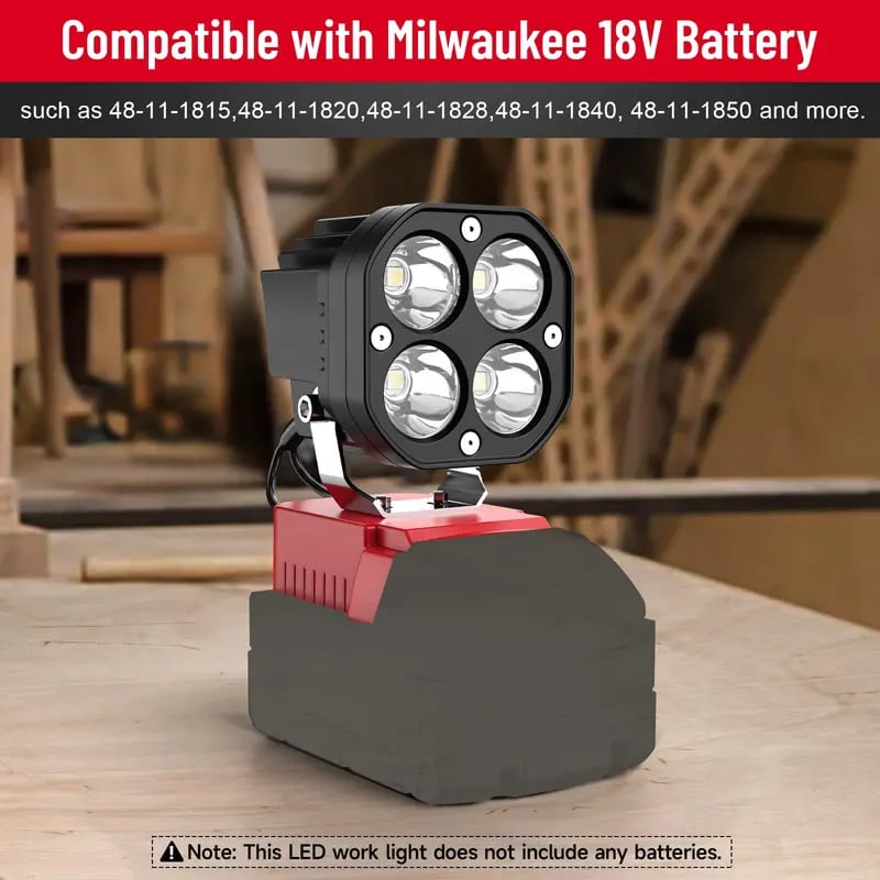 Dailyardtool® LED Work Light Compatible with Milwaukee 18V Battery/Dewalt 18V&20V Battery