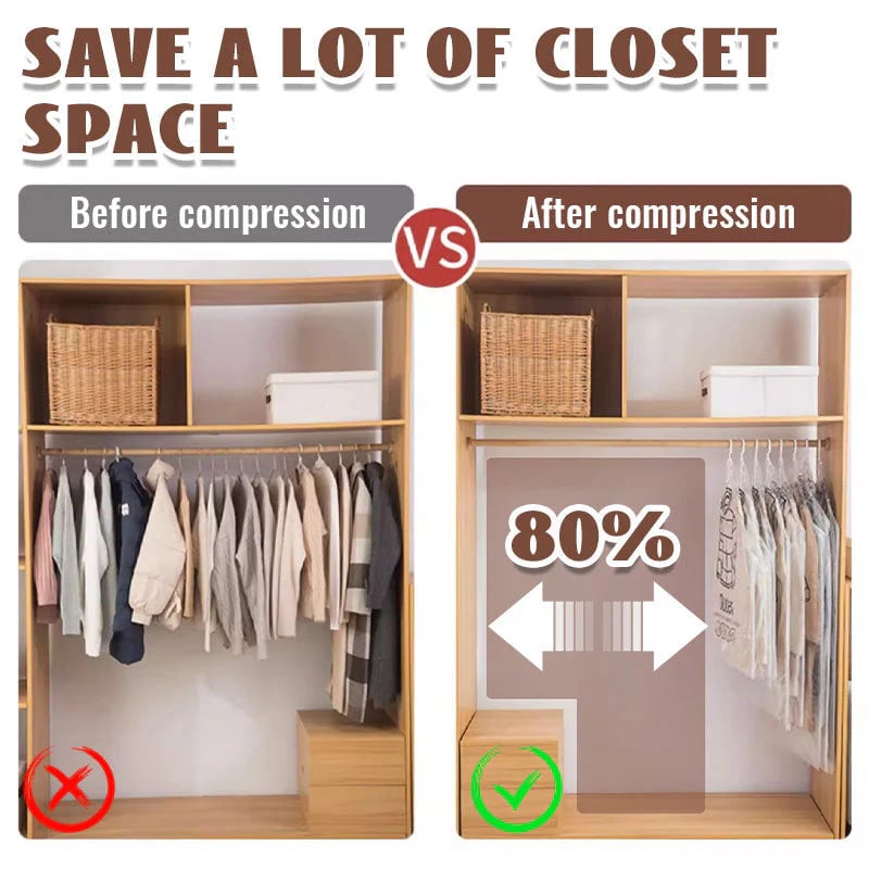 Hanging Vacuum Storage Bags – Save 75% Closet Space, No Folding Needed