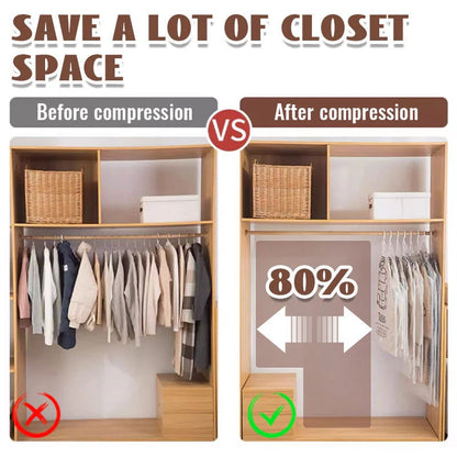 Hanging Vacuum Storage Bags – Save 75% Closet Space, No Folding Needed
