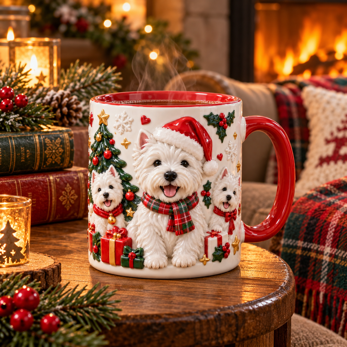 ☕ West Highland Terrier Christmas 3D Effect Printed Accent Mug