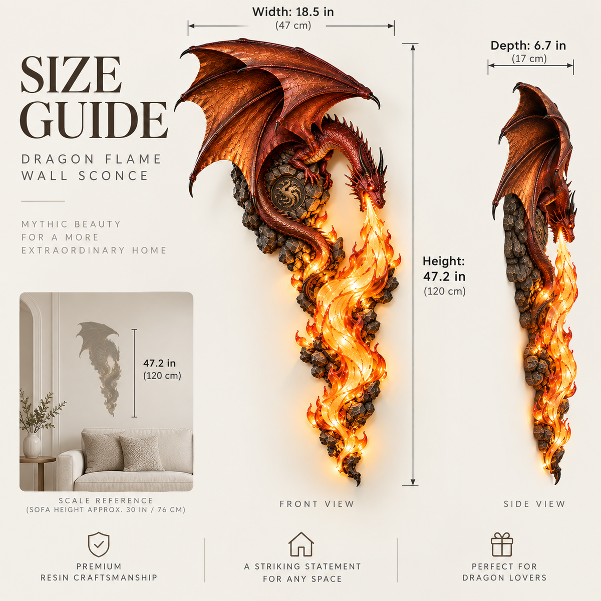 🔥Last Day 49% OFF -🐉 Dragonfire Guardian Wall Sconce – A Legendary Flame Awakens On Your Wall 🔥