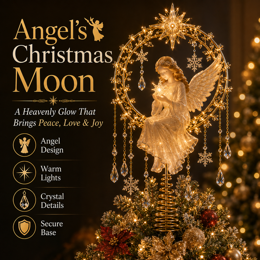 🔥Last Day 49% OFF✨ Angel’s Christmas Moon Lighted Angel Tree Topper