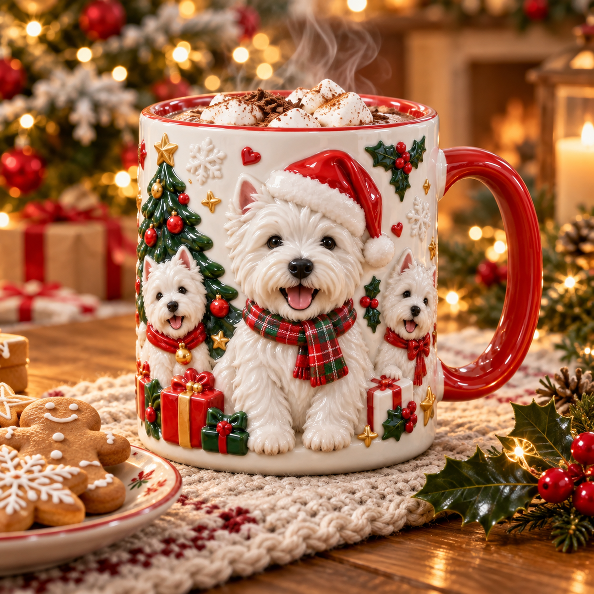 ☕ West Highland Terrier Christmas 3D Effect Printed Accent Mug