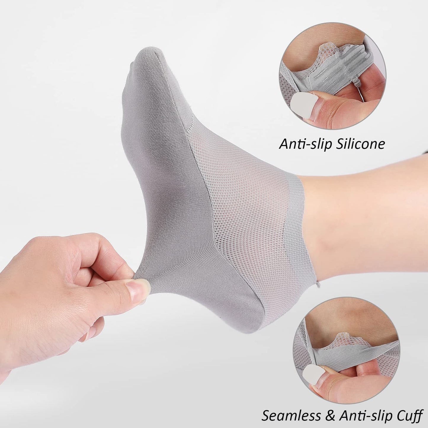 🧦3-Pair Invisible Grip Socks Pack 🧦Breathable | Low-Cut | Anti-Slip | Sweat-Absorbing