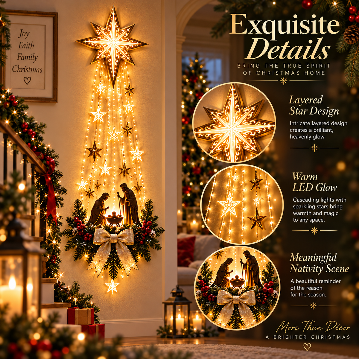 ✨Last Day 40% OFF✨✝️ Bethlehem Star of Faith™ – Lighted Nativity Wall Decor