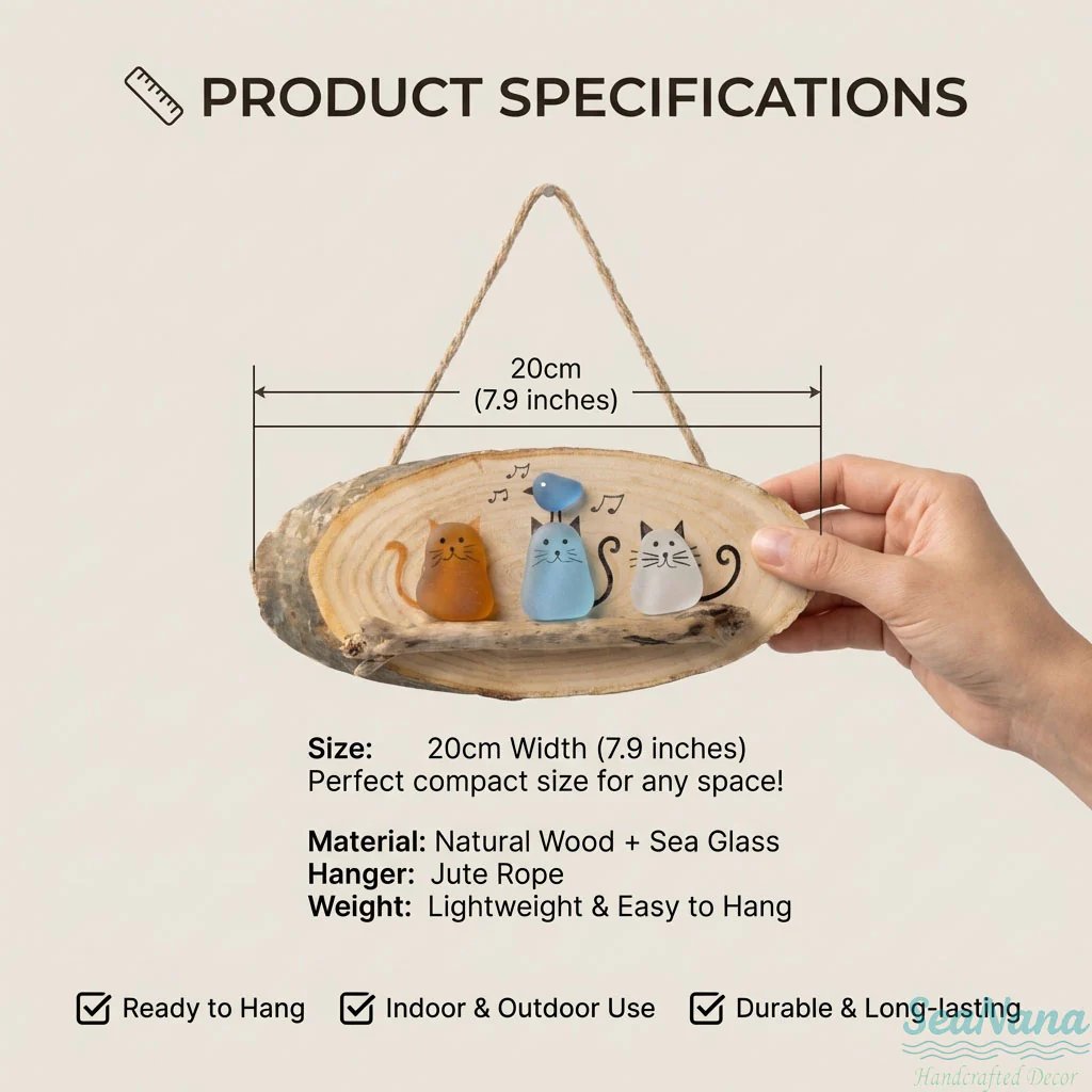 😻 Super Cute Sea Glass Cat Wall Hanging 💕✨🐾
