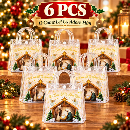 🎄✝️ Christmas Nativity Gift Bags – Reusable Christian Treat Bags with Handles