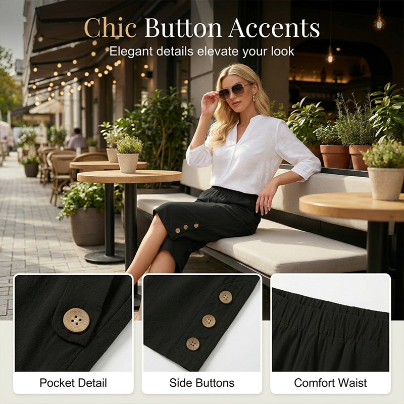 ✨ Women's Elastic Waist Capri Pants – Comfort Fit, Casual, Easy Pull-On 🌿