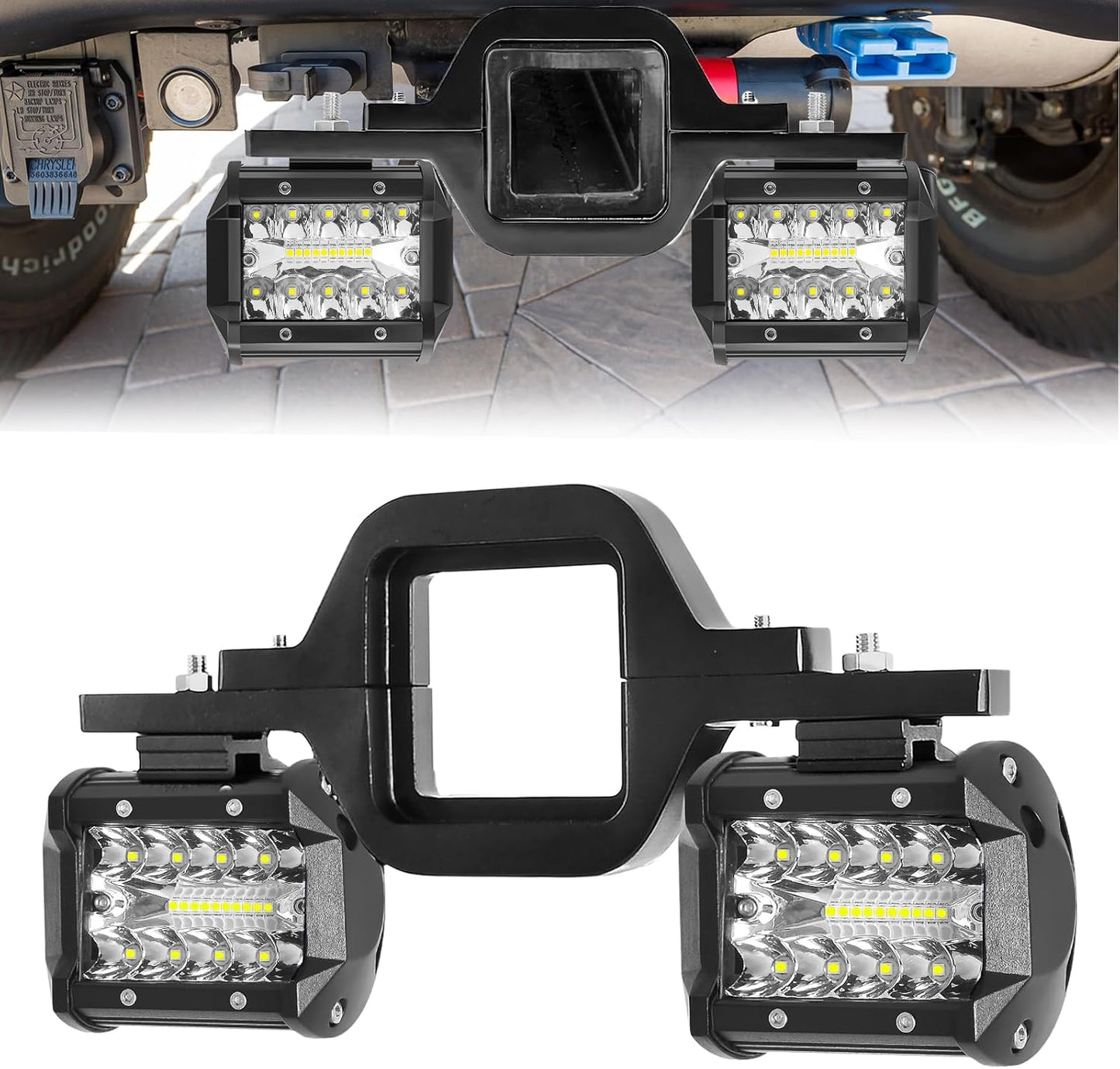 Dailyardtool® 2pcs 4 Inch LED Pods with Tow Hitch Mounting Brackets