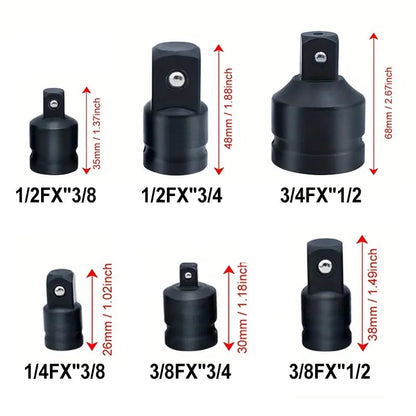 Dailyardtool® 6-Piece Impact Socket Adapter Set | Cr-V Steel SAE Adapter Conversion Kit