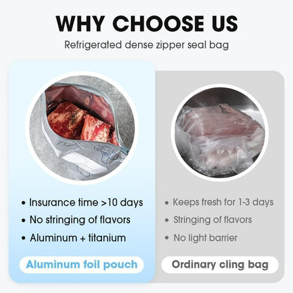 🎁🔥10-Pack Reusable Foil Vacuum Zipper Sealable Storage Bags Labelled Fridge Order Relief