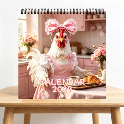 🐔 2027 Chicken Wall Calendar, 12-Month Spiral Planner With Notes