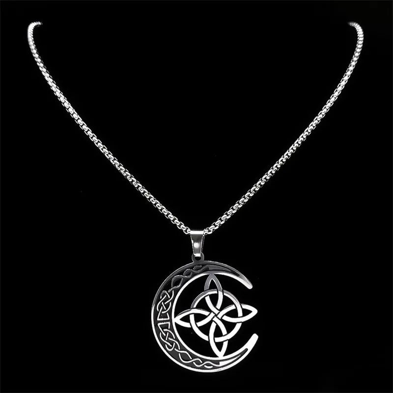 🧚Celtic Knot Crescent Steel Pendant Necklace✨