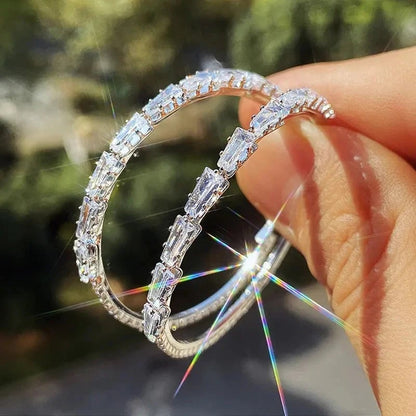💎 ✨ Women's Sparkling CZ Hoop Earrings – Micro-Paved, Lightweight Copper & Bold Design – Elegant, Versatile & Perfect Gift 💫