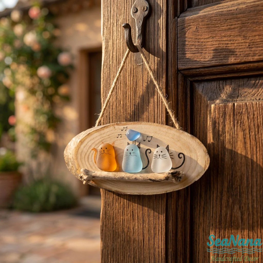 😻 Super Cute Sea Glass Cat Wall Hanging 💕✨🐾