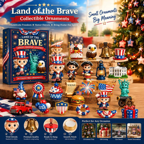 250th Anniversary Advent Calendar: Gift Box with 24 Patriotic-Themed Hanging Ornaments