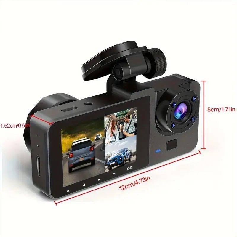 Dailyardtool® HD 1080P Dashcam with Three Lenses, Loop Recording and 3.5-inch IPS Screen