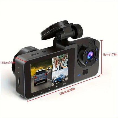 Dailyardtool® HD 1080P Dashcam with Three Lenses, Loop Recording and 3.5-inch IPS Screen