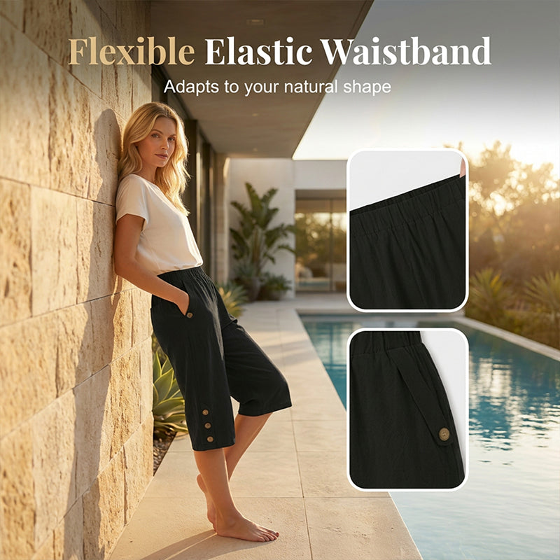 ✨ Women's Elastic Waist Capri Pants – Comfort Fit, Casual, Easy Pull-On 🌿