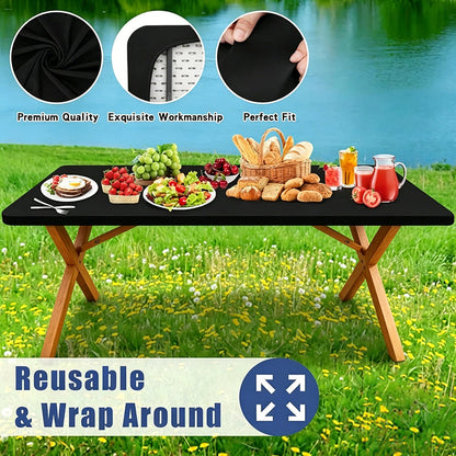 🍖Stretch Fabric Table Top Cap Cover – Elastic Edge, Waterproof & Reusable