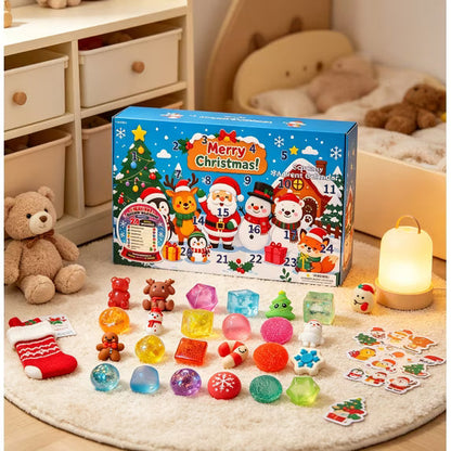 🔥24Pcs Squishy Fidget Toy Advent Calendar, Christmas Countdown Surprise Variety Squeeze Toy Pack, Kids Christmas Stocking Stuffer