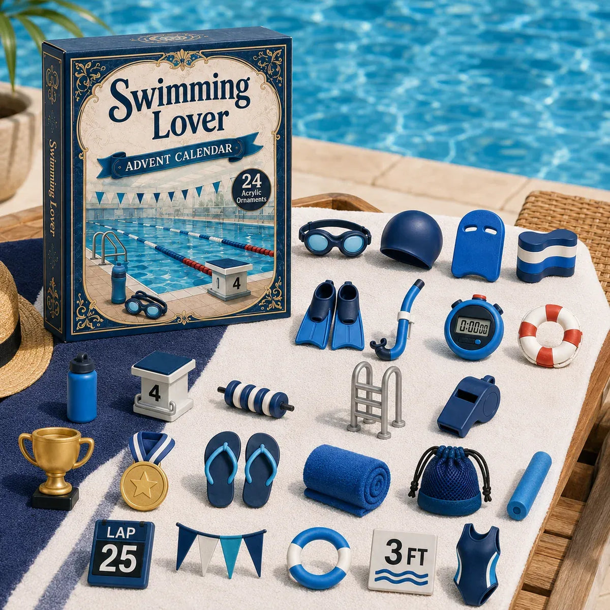 ⏳ Last Day 49% OFF – 🏊 24 Days of Swim-Life Advent Calendar | 24 Swimming-Inspired Acrylic Charms 💦