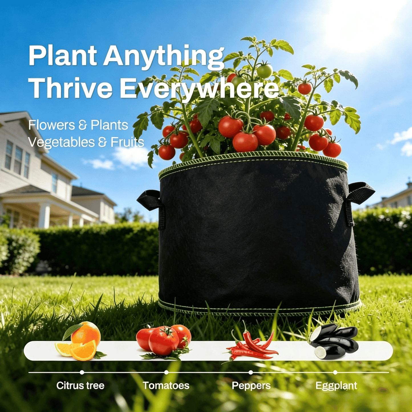 🌱 Gallon Grow Bags – Heavy Duty Aeration Fabric Pots with Handles for Vegetables, Flowers & Fruits 🪴