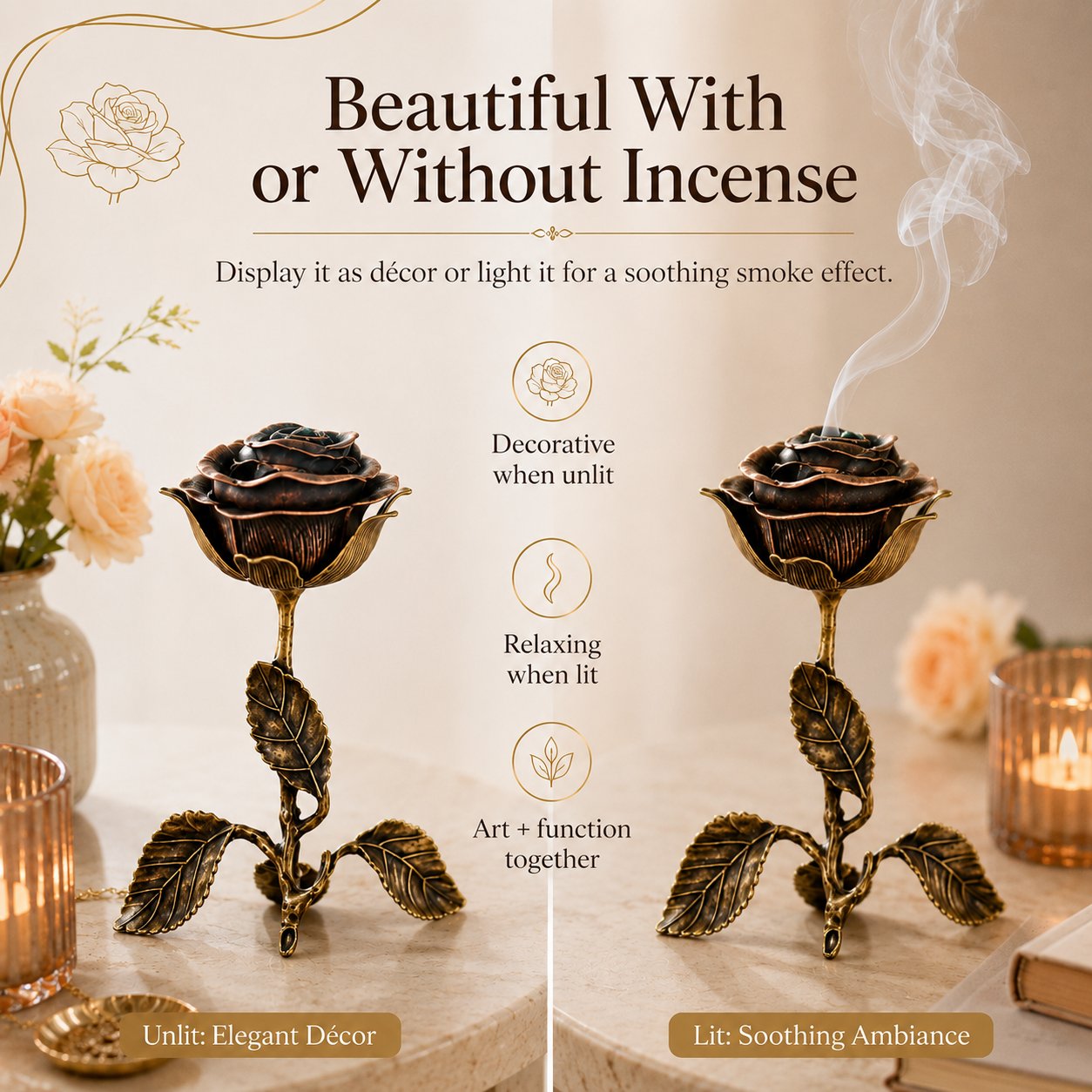 🌹Vintage Rose Incense Burner