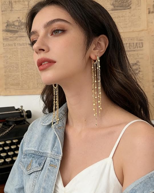 🔥Limited Time 40% Off✨14K Gold Plated Long Tassel Earrings for Women