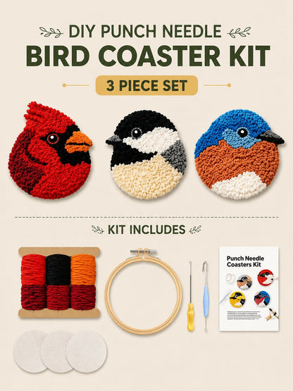🧵Beginner-Friendly🐦DIY Bird Coasters Punch Needle Kit