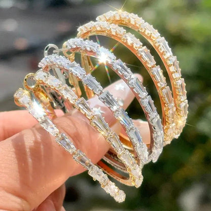 💎 ✨ Women's Sparkling CZ Hoop Earrings – Micro-Paved, Lightweight Copper & Bold Design – Elegant, Versatile & Perfect Gift 💫