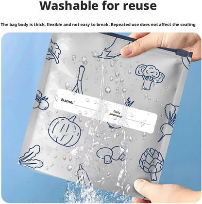 🎁🔥10-Pack Reusable Foil Vacuum Zipper Sealable Storage Bags Labelled Fridge Order Relief