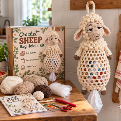 🧵 Crochet Animal Bag Holder DIY Kit – Cute & Functional Hanging Storage Craft Kit 🧶