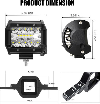 Dailyardtool® 2pcs 4 Inch LED Pods with Tow Hitch Mounting Brackets