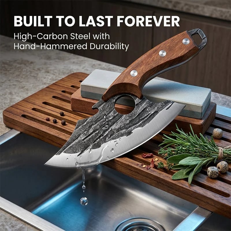 Premium Hand-Forged Chef's Knife & Cleaver Set