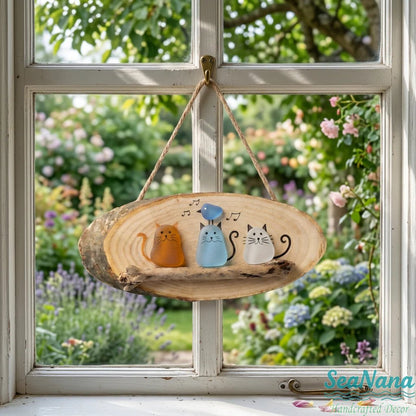 😻 Super Cute Sea Glass Cat Wall Hanging 💕✨🐾