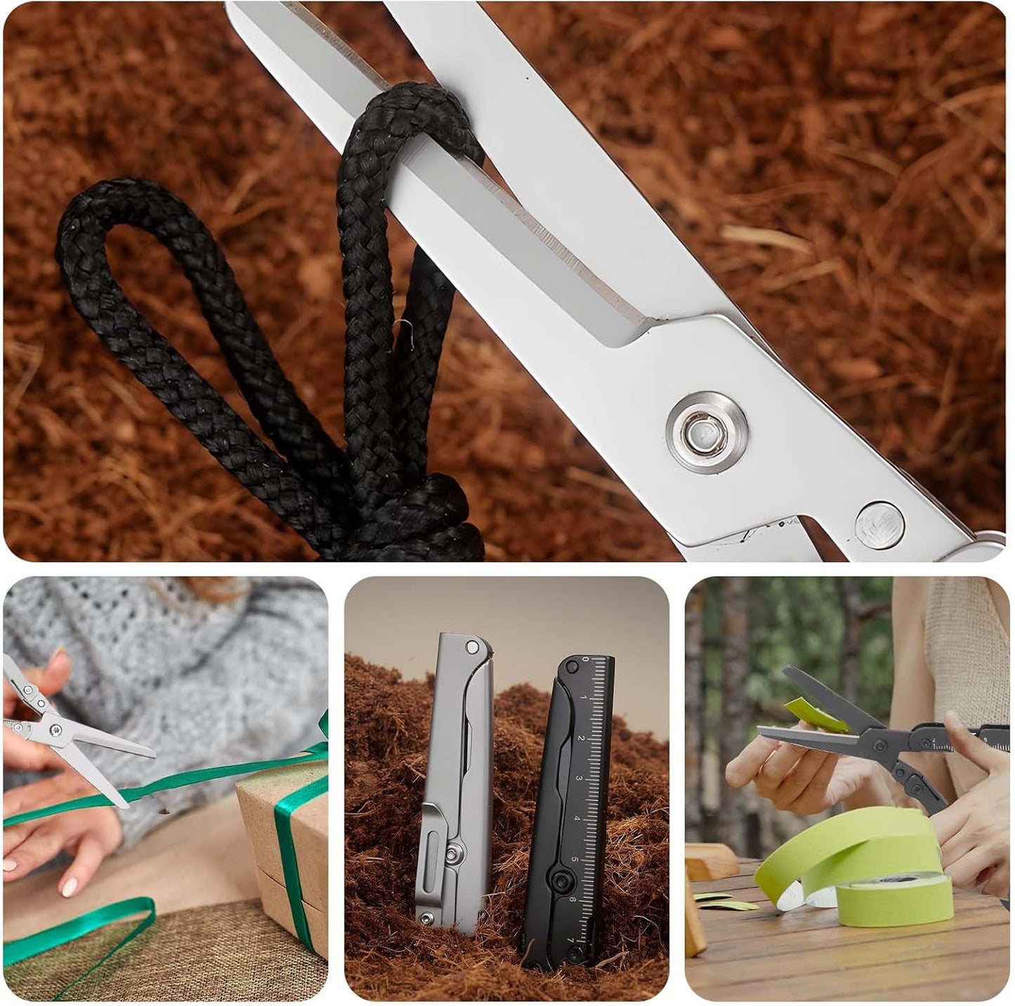✂️ 2-in-1 Foldable EDC Scissors with Built-In Ruler